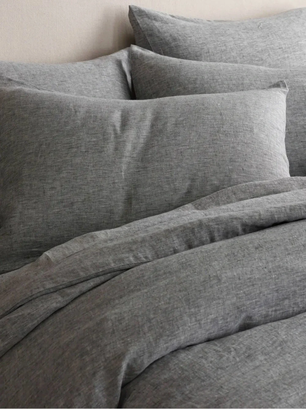 BRAND NEW Quince European Linen Chambray 3 Pc Duvet Cover Set, F/Q (Charcoal)